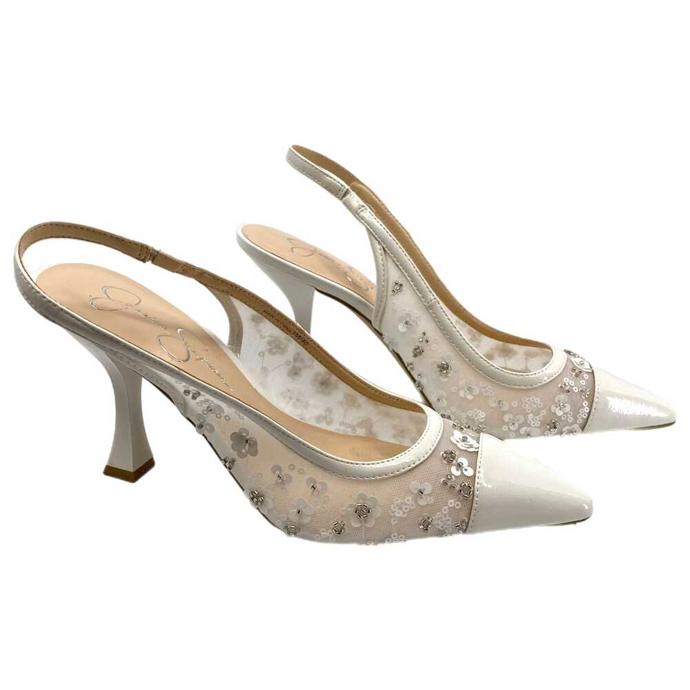 Jessica Simpson White Tan Heels Pointed Toe Ultra-High 4in | Womens 9